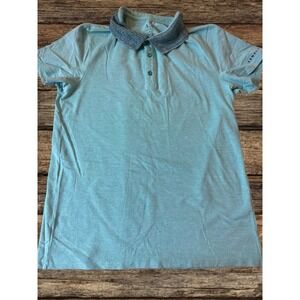 Men's Armani Exchange Polo Shirt Med Short Sleeve Logo Teal Academia Classic